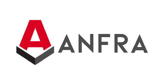 Anfra rakennusliikkeen logo tumma , joka antoi TP-palvelulle arvostelun 4 tähteä.